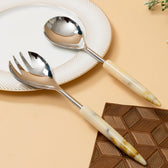 White Resin Handle Stainless Steel Cutlery Set Of 2