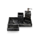 Marble Bathroom Set In Charcoal Brown-Set of 4