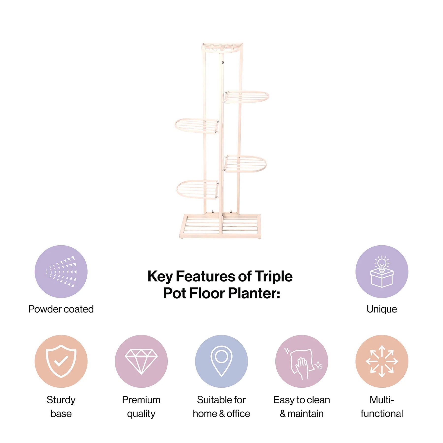 Iron Metal Six Tier Plant Stand Display in White