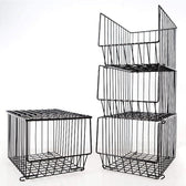 Stackable Rolling Metal Wire Basket With Wheels And Cover In black (4 Tier) For Kitchen Decor