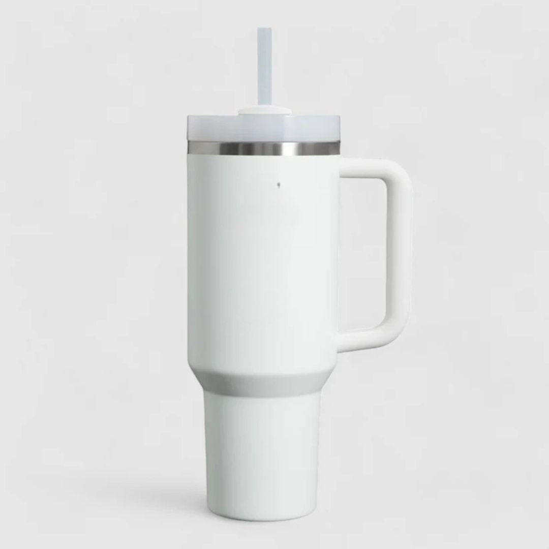 Stainless Steel Insulated Reusable Water Bottle with Lid in White