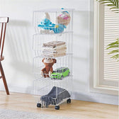 Stackable Rolling Metal Wire Basket With Wheels And Cover In White (4 Tier) For Kitchen Decor
