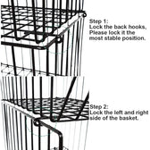 Stackable Rolling Metal Wire Basket With Wheels And Cover (2 Tier) In black For Kitchen Decor