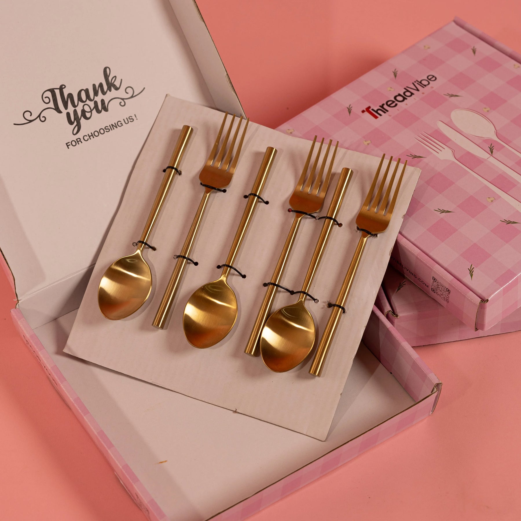 Stainless Steel Gold-Toned Cutlery Set of 6