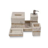 Marble Bathroom Set In Pearl White-Set of 5
