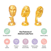 Abstract Woman Face Sculpture in Golden-Set of 3
