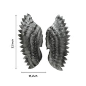Angel Wings In Charcoal Metal Wall Art For Wall Decor In Living Room