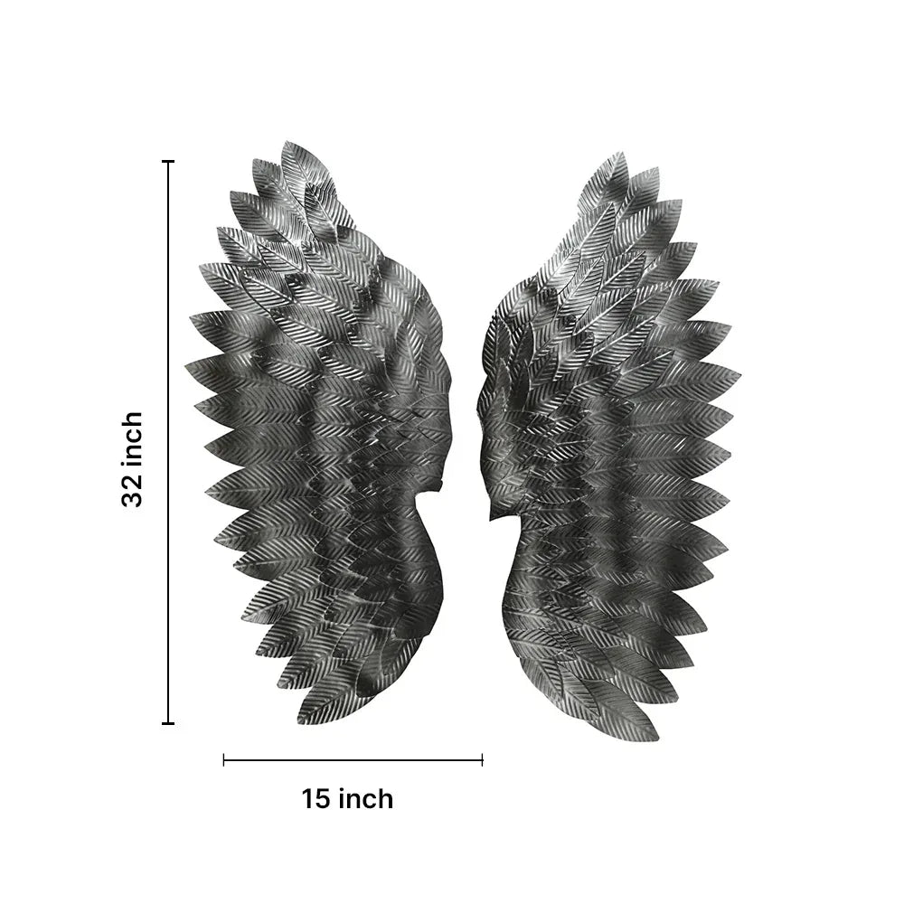 Angel Wings In Charcoal Metal Wall Art For Wall Decor In Living Room