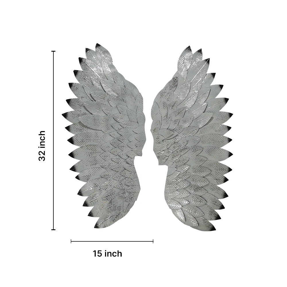 Angel Wings In Silver Metal Wall Art For Wall Decor In Living Room