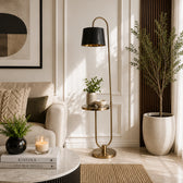 Antique Brass Metal Floor Lamp with Shade Bedroom