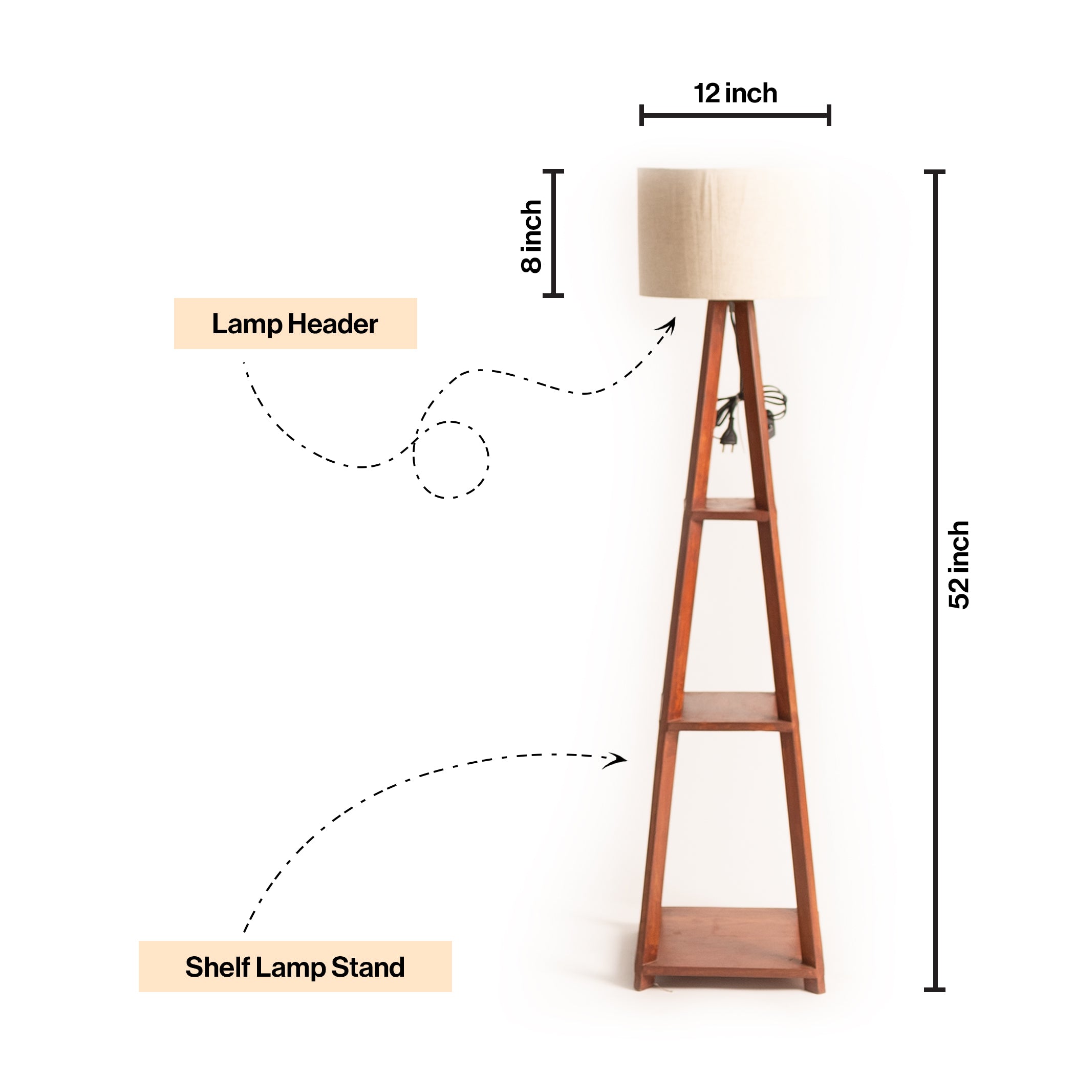 Wooden Floor Lamp With Shelf