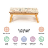 Mango Wood Handmade Folding Laptop Table in Birdflower with Epoxy Resin