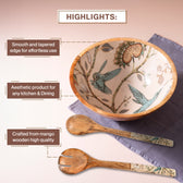 Handmade Mango-wood Big Bowls with Spoon for Kitchen Decor