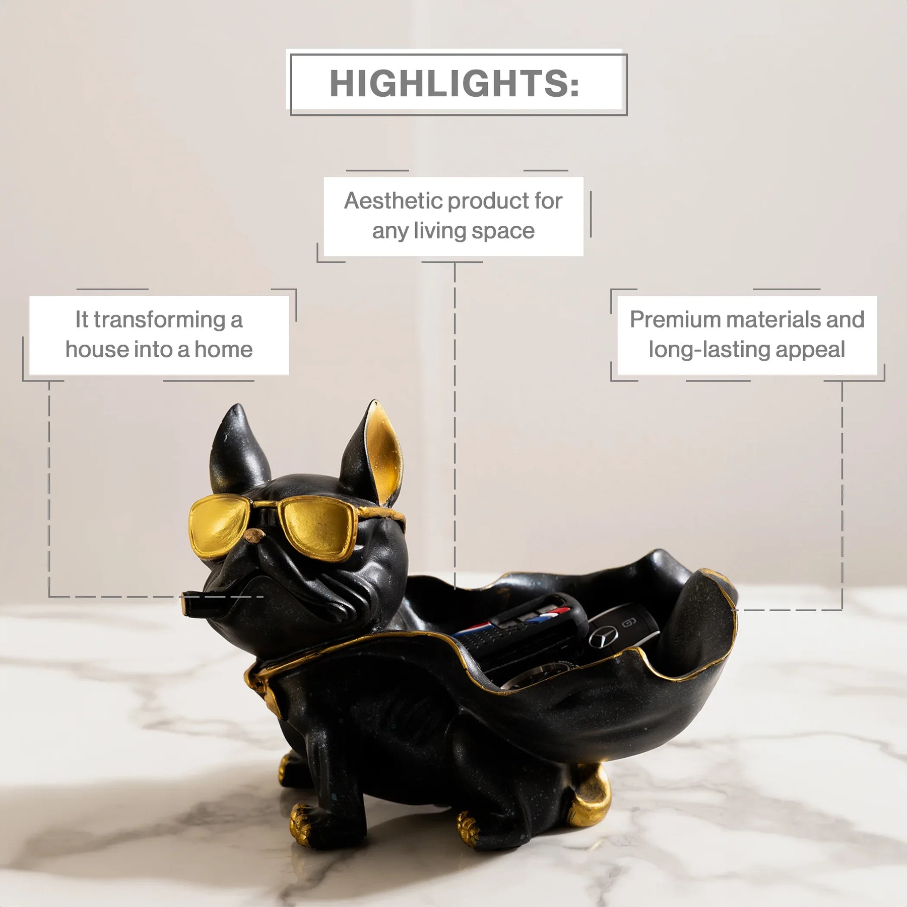 Geometric Dog Statue Jewelry Storage Bowl In Home Decor