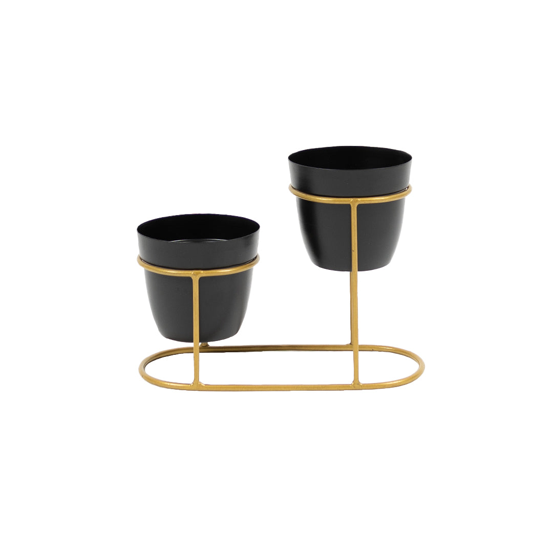 Metal Pots with Double Golden Stand