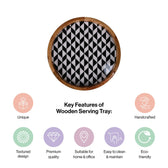 Handcrafted Mango-Wood Wooden Round Tray Chequered Design-Single