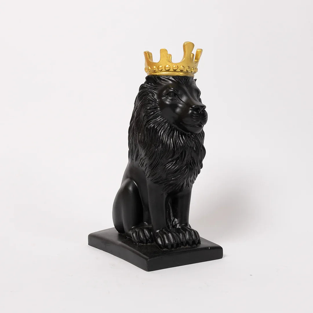 Artistic Nordic Minimalist Regal Lion in Black for Home Decor