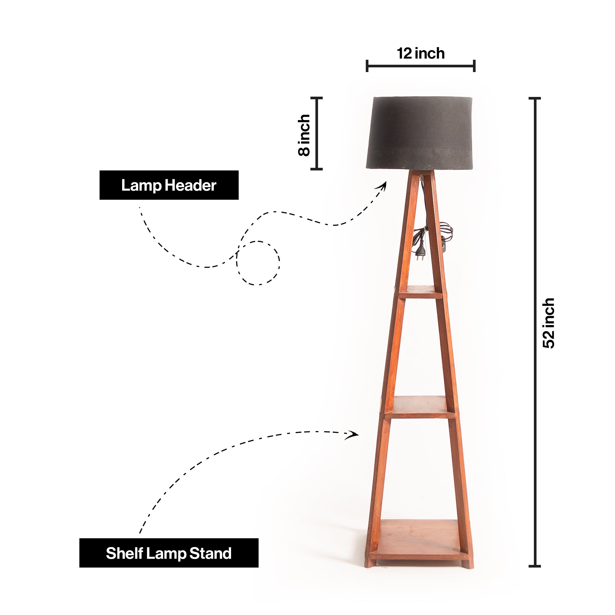 Wooden Floor Lamp With Shelf