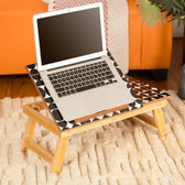 Mango Wood Handmade Folding Laptop Table in Black Mosaic with Epoxy Resin