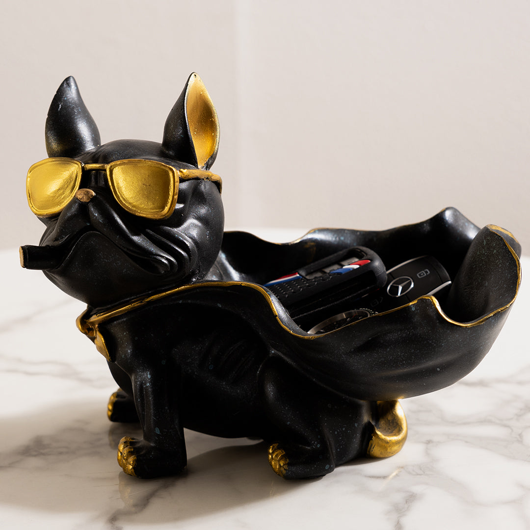 Geometric dog statue jewelry storage bowl