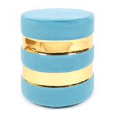 Round Velvet Ottoman in Powder Blue