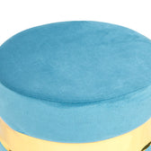 Round Velvet Ottoman in Powder Blue