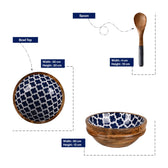 Handmade Mango-Wood Bowls in Purply Magenta For Kitchen Decor