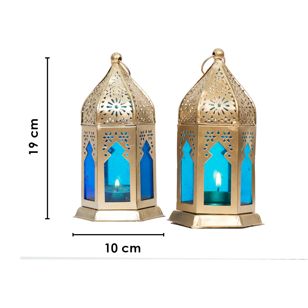 Blue Moroccan Lantern set of 2