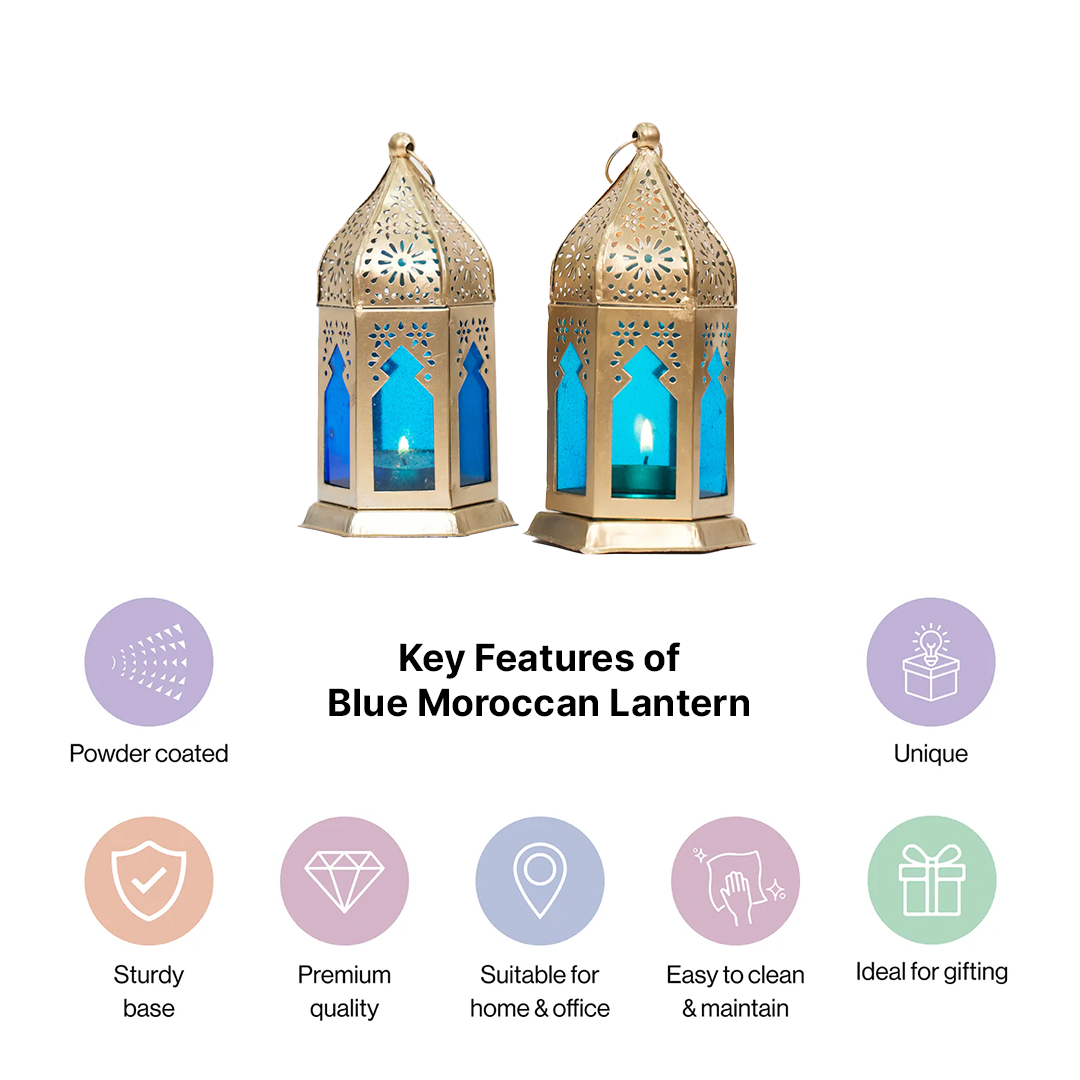 Blue Moroccan Lantern set of 2