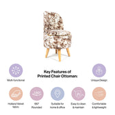 Modern Printed Velvet Chair with Ottoman Stool Combo in Brewed Bean