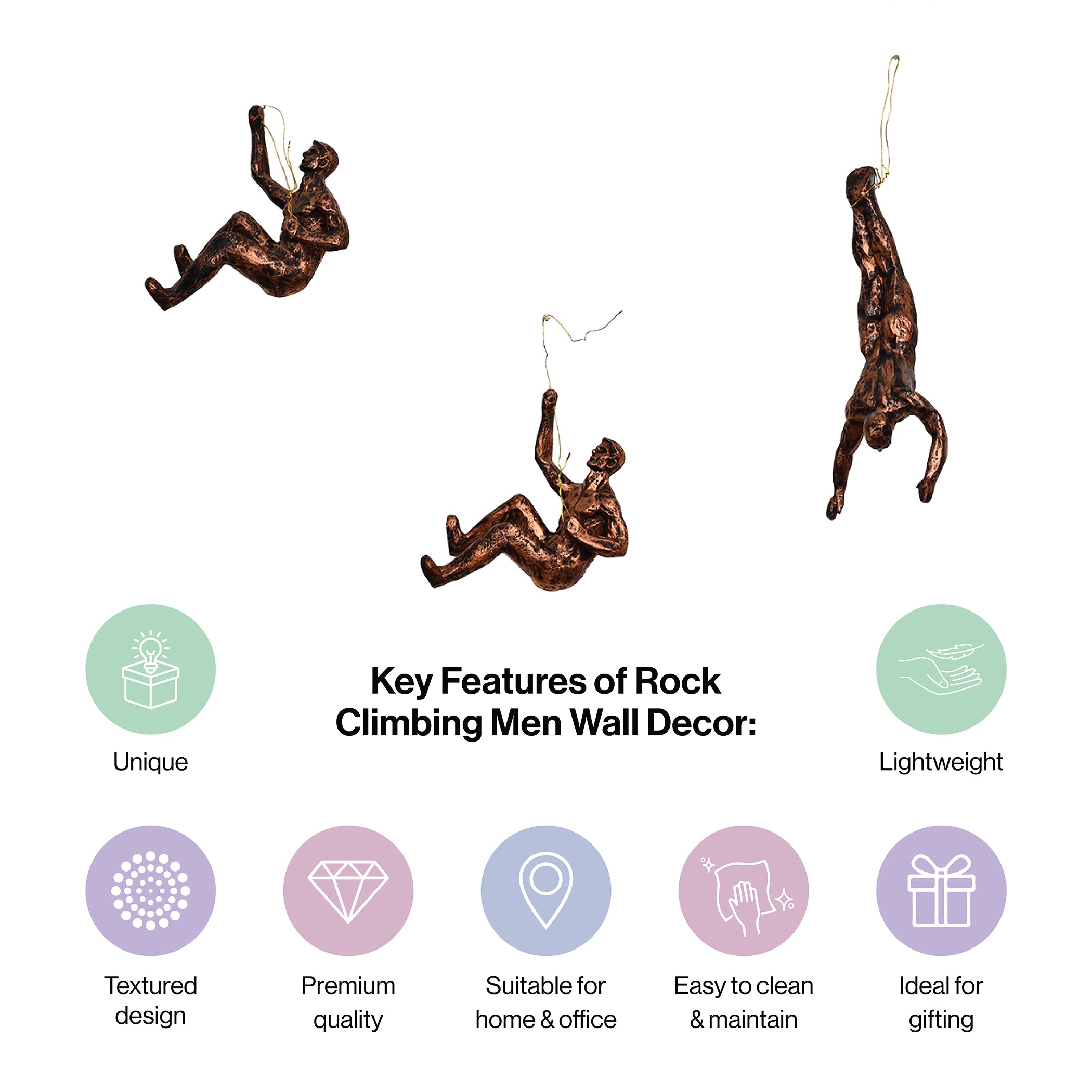 Copper Black Rock Climbing Men Wall Hanging Climbers