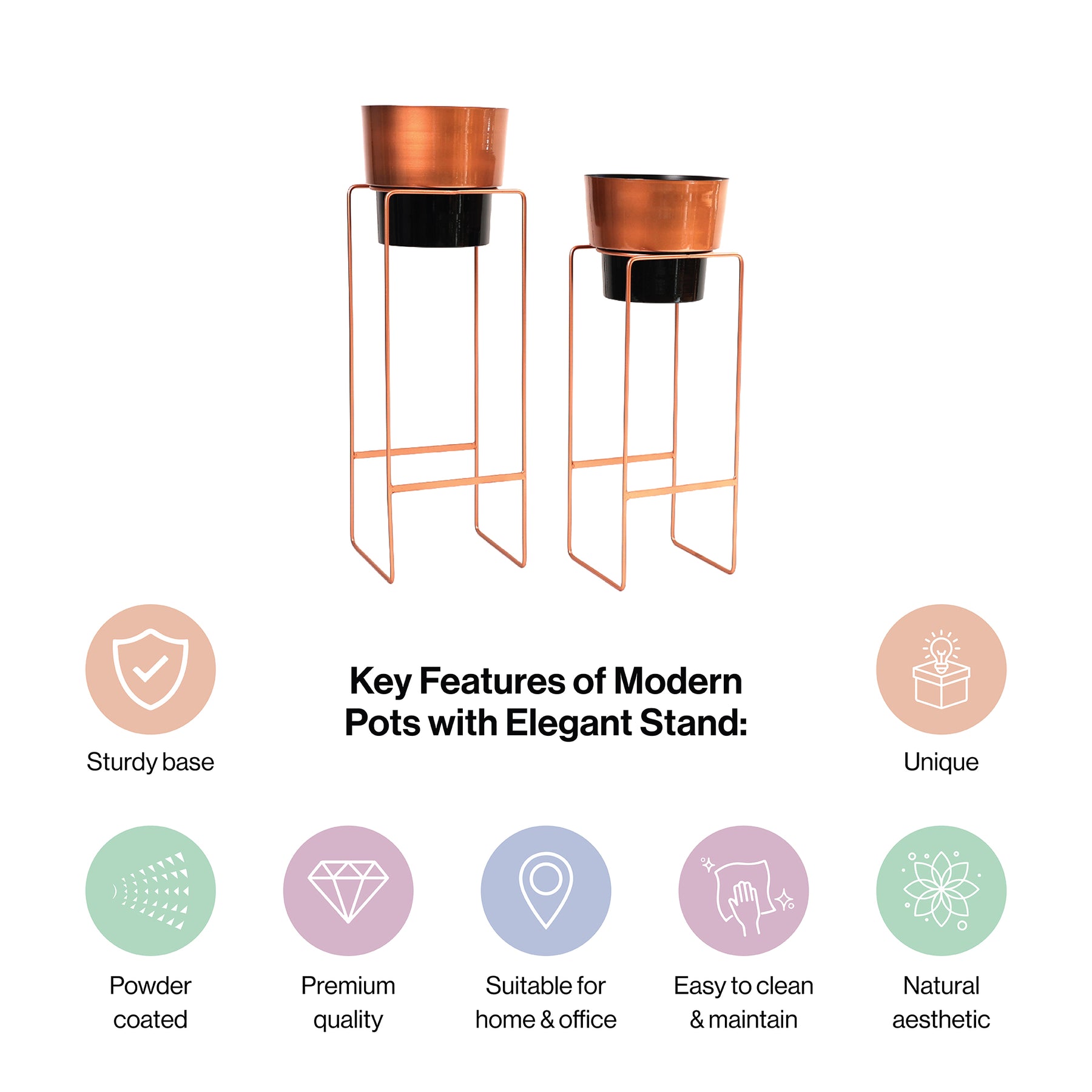 Modern Copper Plant Pot-Set of 2