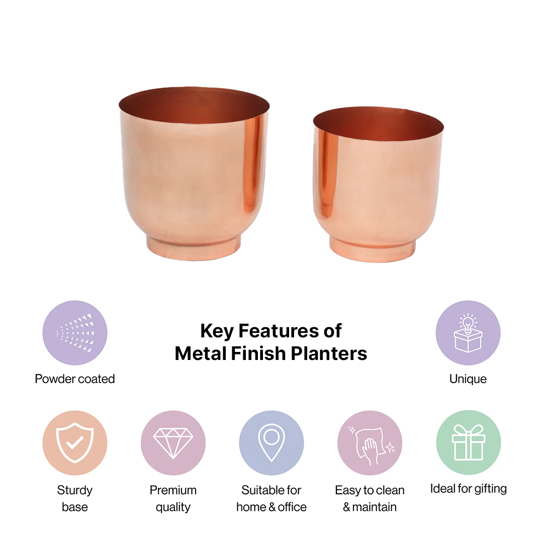 Copper Finish Metal Planters Set of 2