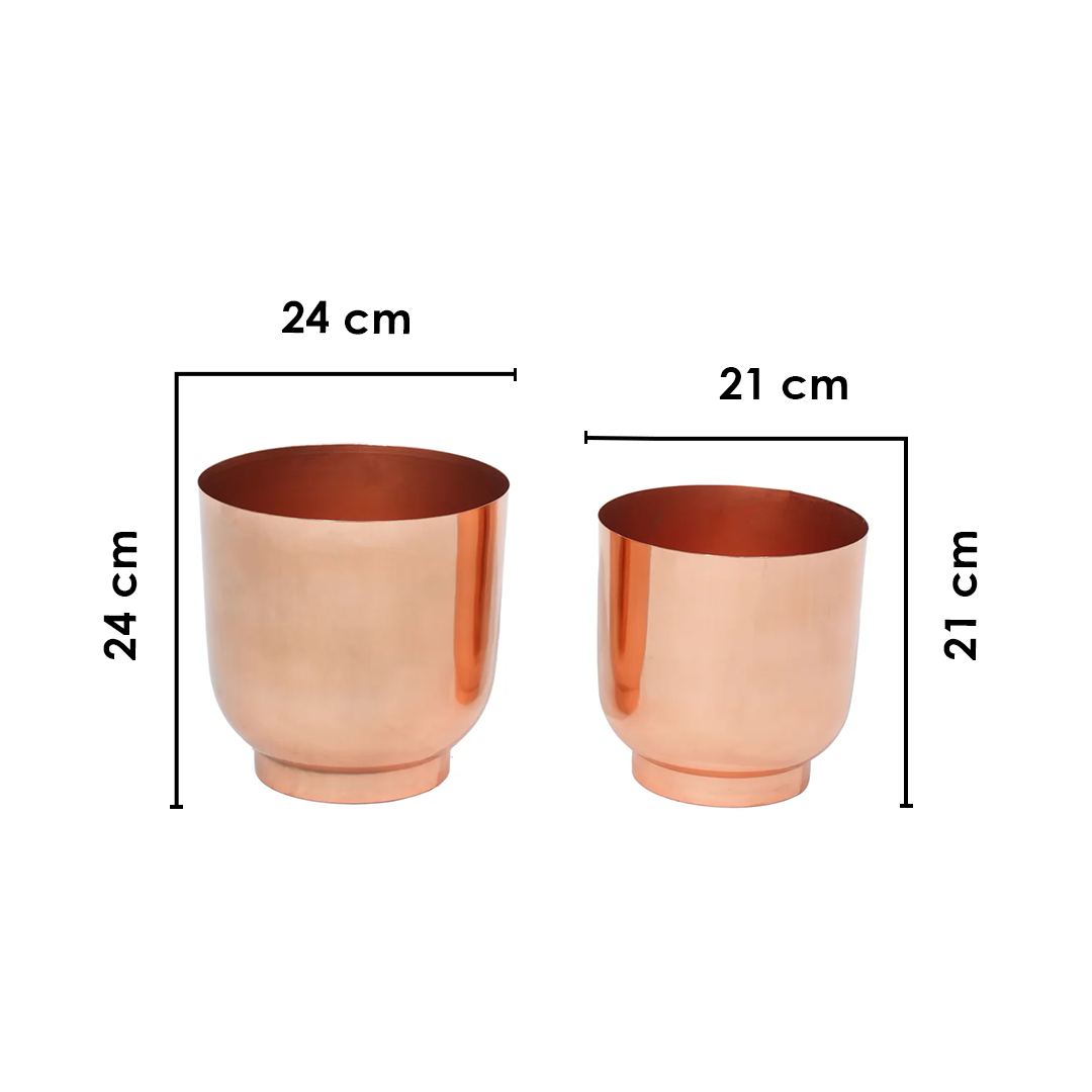 Copper Finish Metal Planters Set of 2