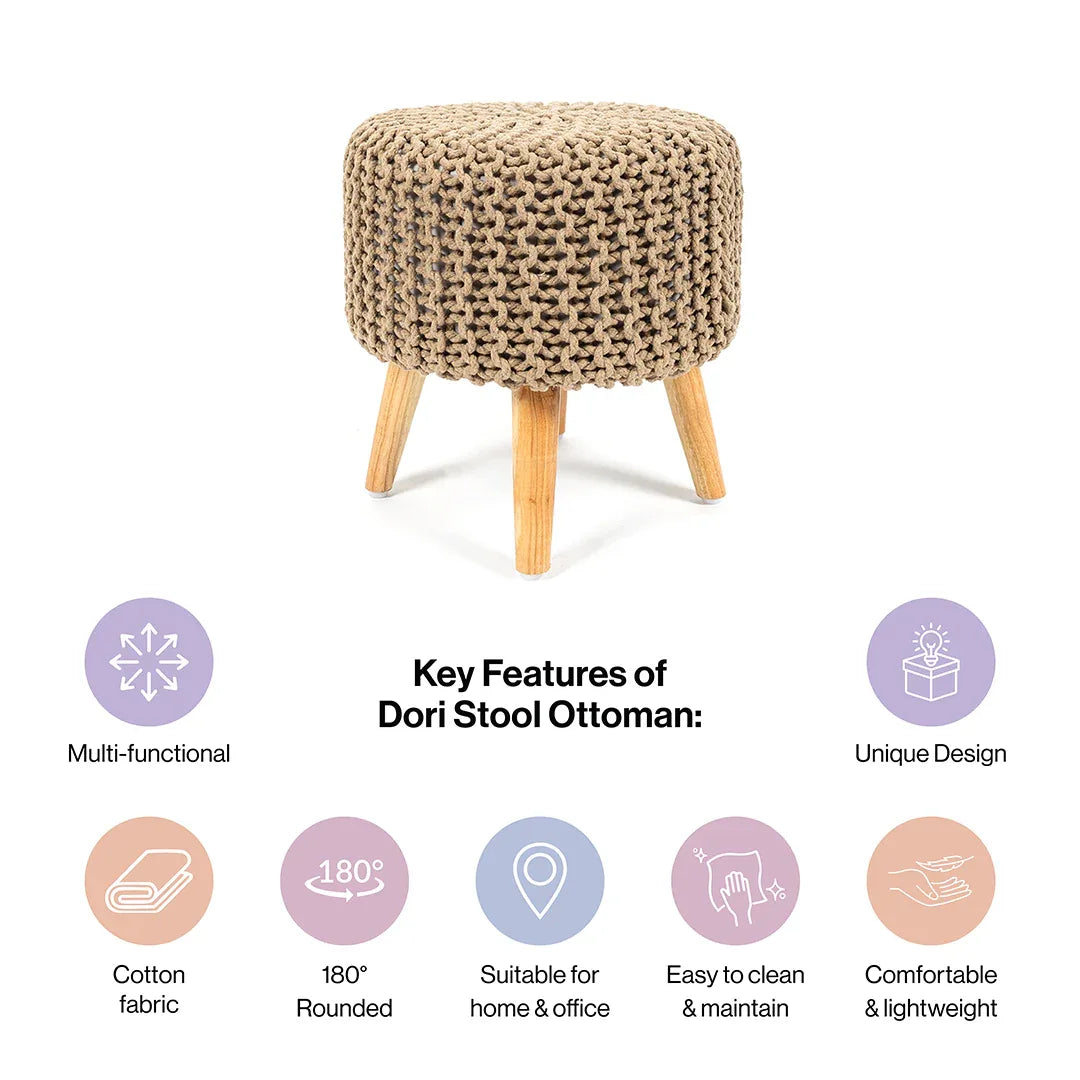 Ottoman Pouffe Dori Stool in Cream