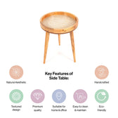 Round Side Tables in White Flower Design for Living Room -  Bedside Table for Drink & Snacks