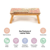 Mango Wood Handmade Folding Laptop Table in Yellow Mosaic with Epoxy Resin