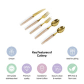 White Resin Stainless Steel Cutlery Set Of 5