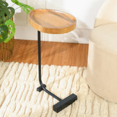 Wooden Tray Top C-Table with Black Metal Base