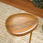 Wooden Tray Top C-Table with Golden Metal Base
