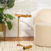 Wooden Tray Top C-Table with Golden Metal Base