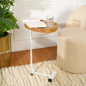 Wooden Tray Top C-Table with White Metal Base