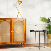 Modern Black Metal Tray Top Side Table with X-Frame Base