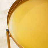 Modern Golden Metal Tray Top Side Table with X-Frame Base