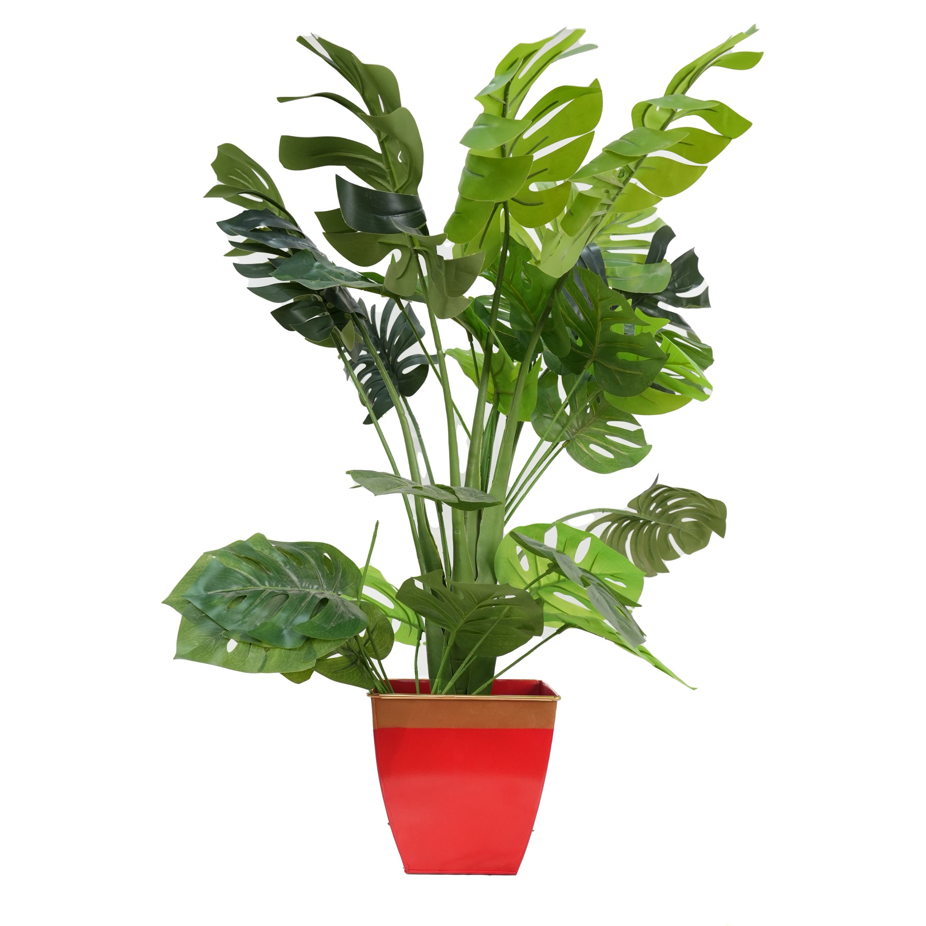 Modern Red and Gold Metal Planter