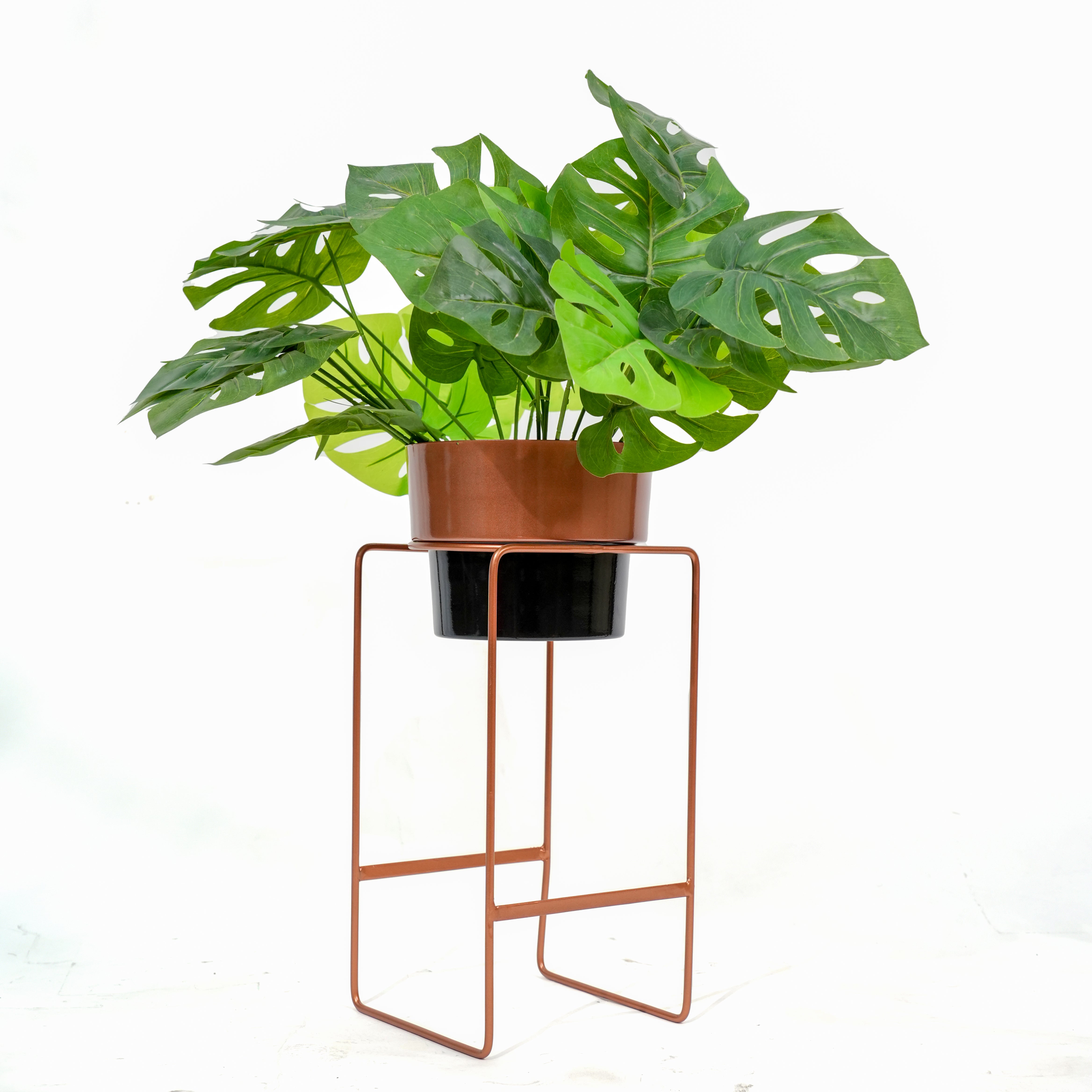Modern Elevated Metal Planter Stand Copper