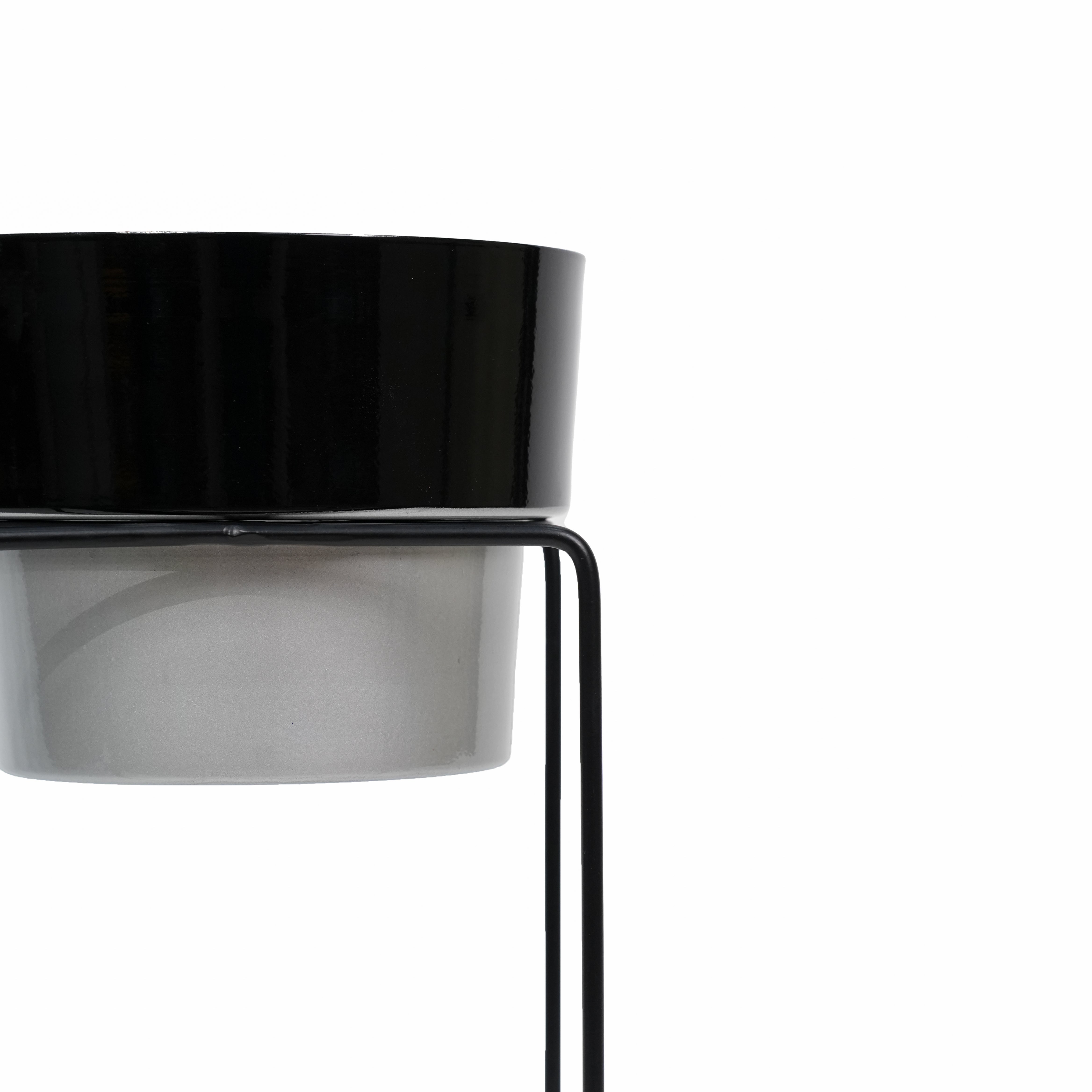Modern Elevated Metal Planter Stand Black