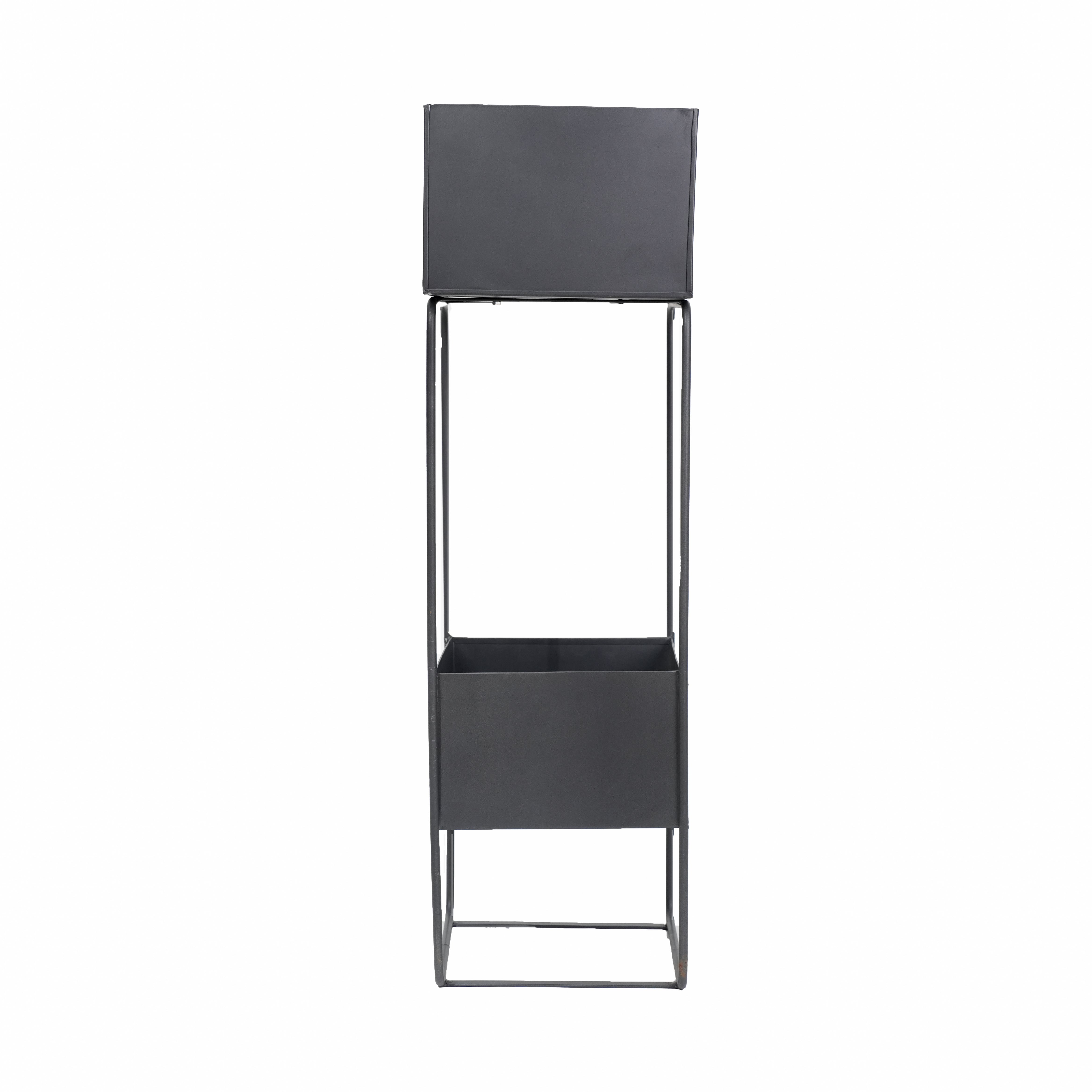 Double Pot Metal Planter Stand Black
