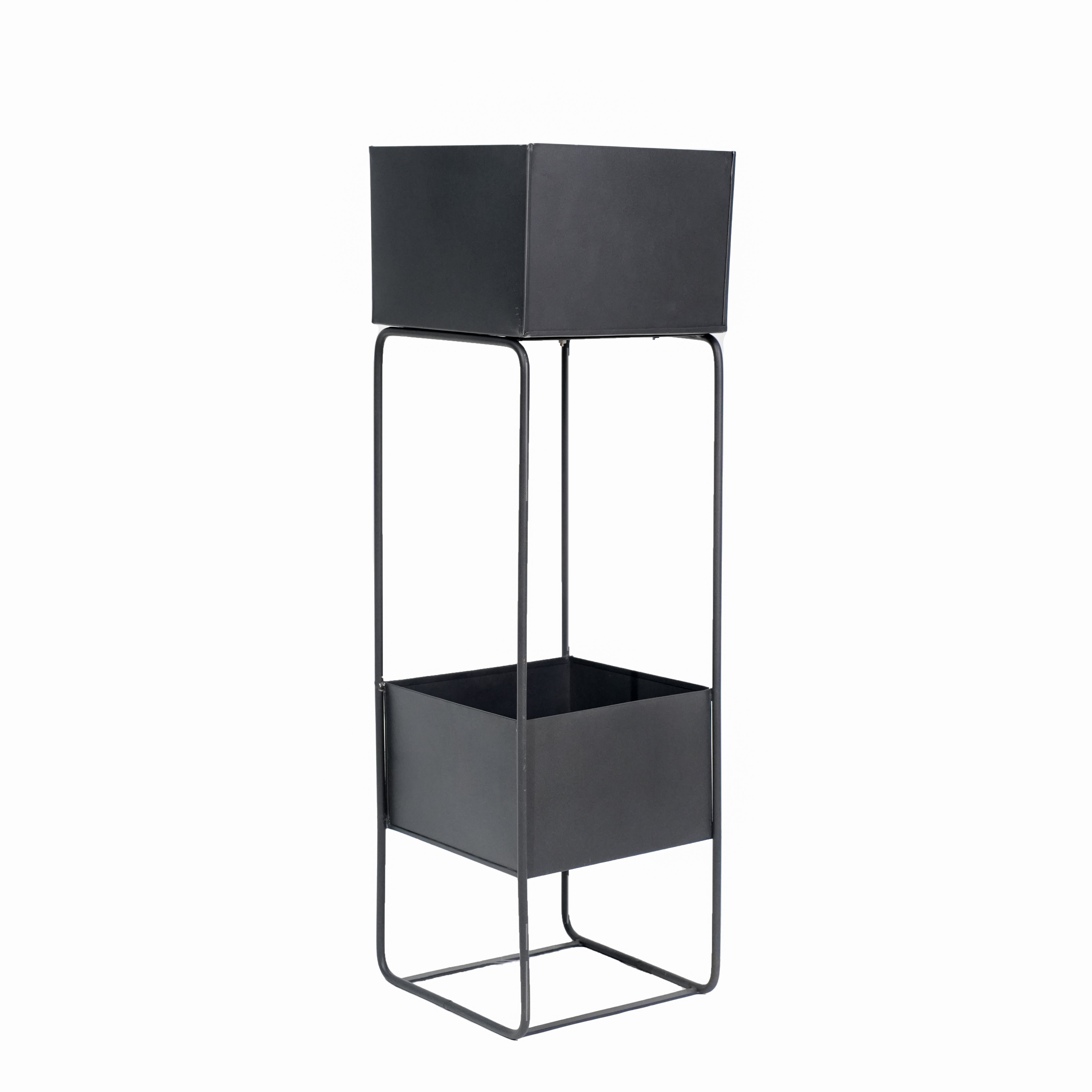 Double Pot Metal Planter Stand Black