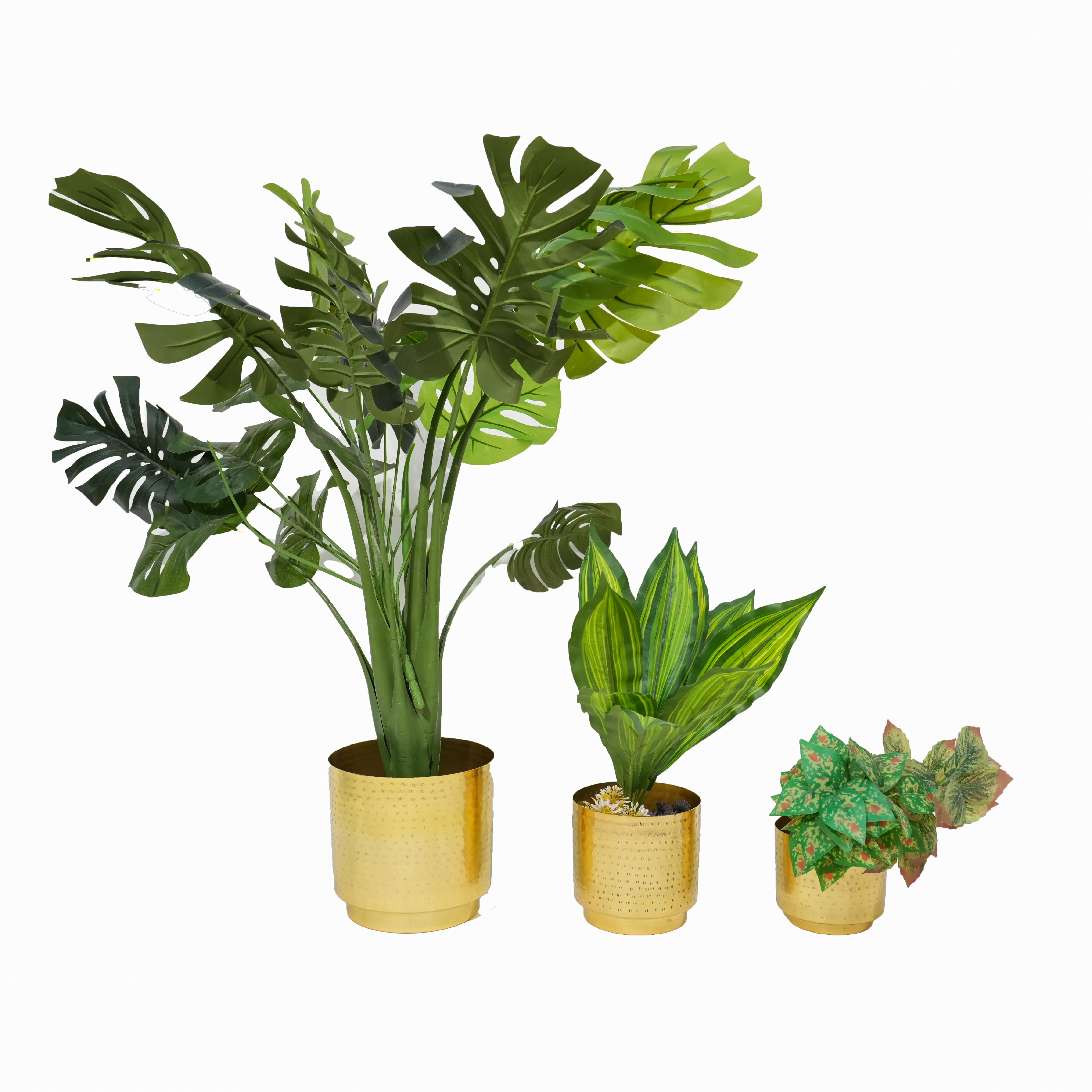 Brass Hammered Planter Set of 3